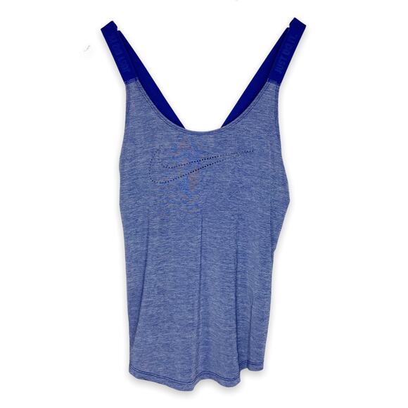 Nike Dri-fit Blue Cross Back Laser Pierced Logo Athletic Top Size Small - Picture 1 of 6